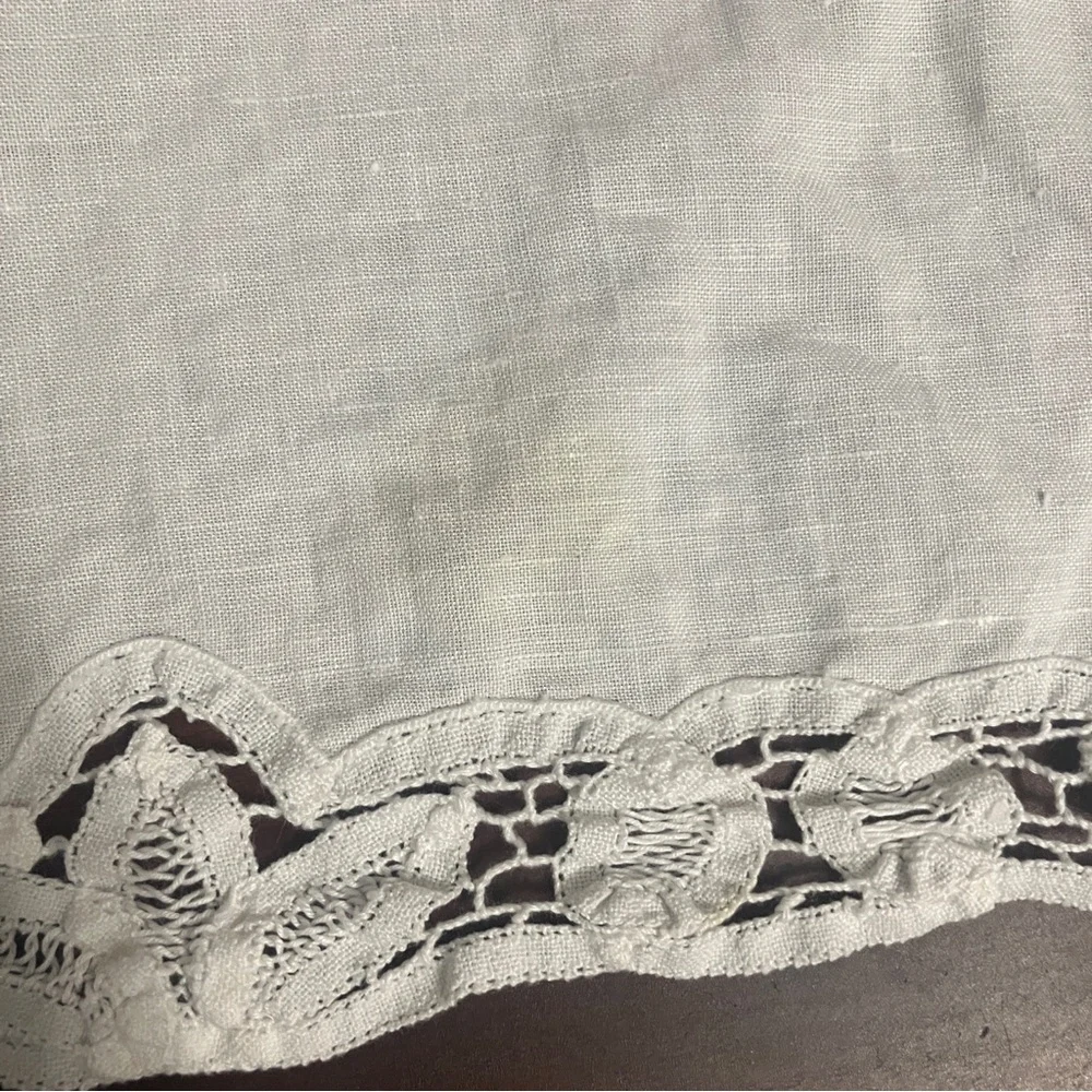 Set of 3 Vintage Cotton placemats with Battenburg Lace Edging
